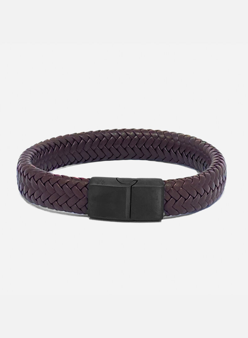Pulsera Cuero Trenzado Brown Black - Imagen 2