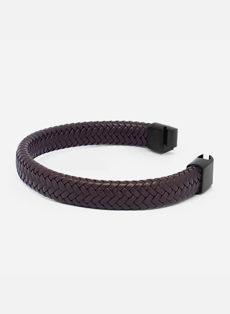 Pulsera Cuero Trenzado Brown Black - Imagen 3