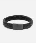 Pulsera Cuero Trenzado Black - Imagen 2