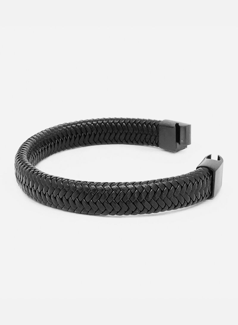 Pulsera Cuero Trenzado Black - Imagen 3